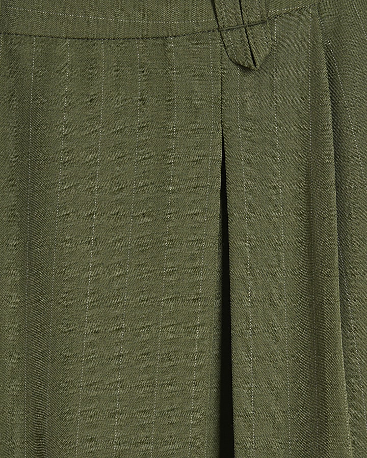 Green Striped Wide Leg Trousers