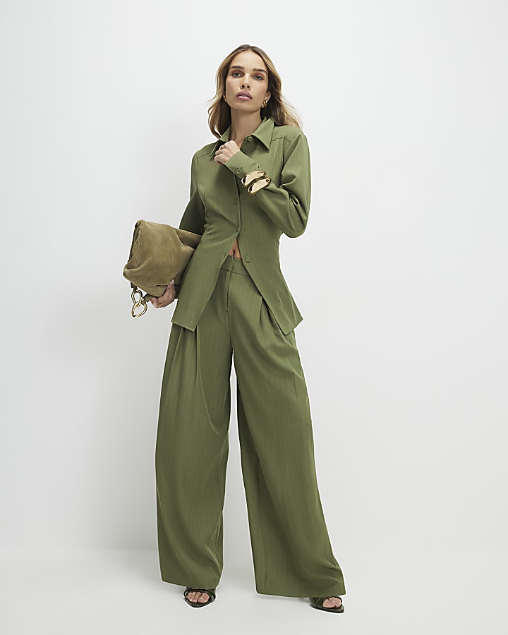 Green Stripe Tie Back Detail Shirt