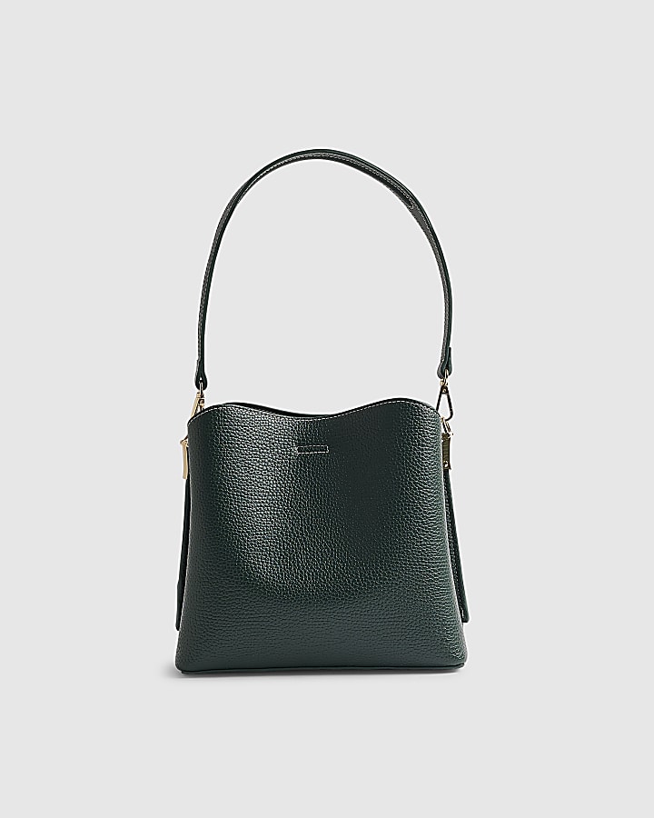 Green RIR Lock Front Bucket Bag