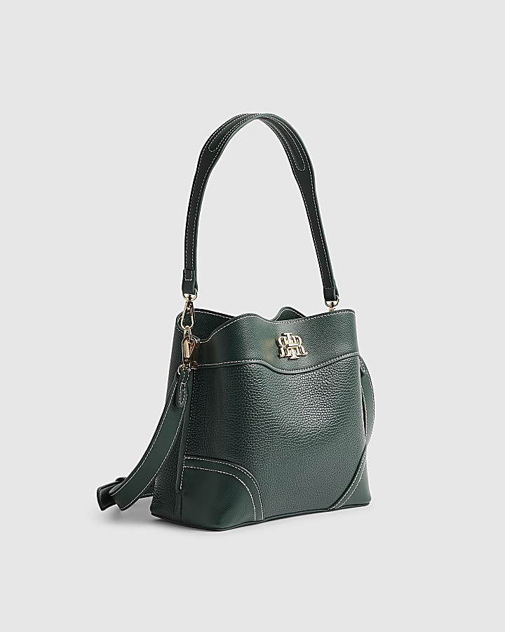 Green RIR Lock Front Bucket Bag