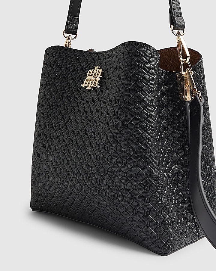 Black Monogram Bucket Bag