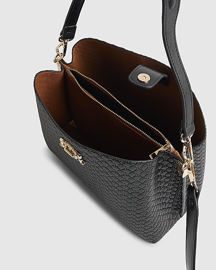 Black Monogram Bucket Bag