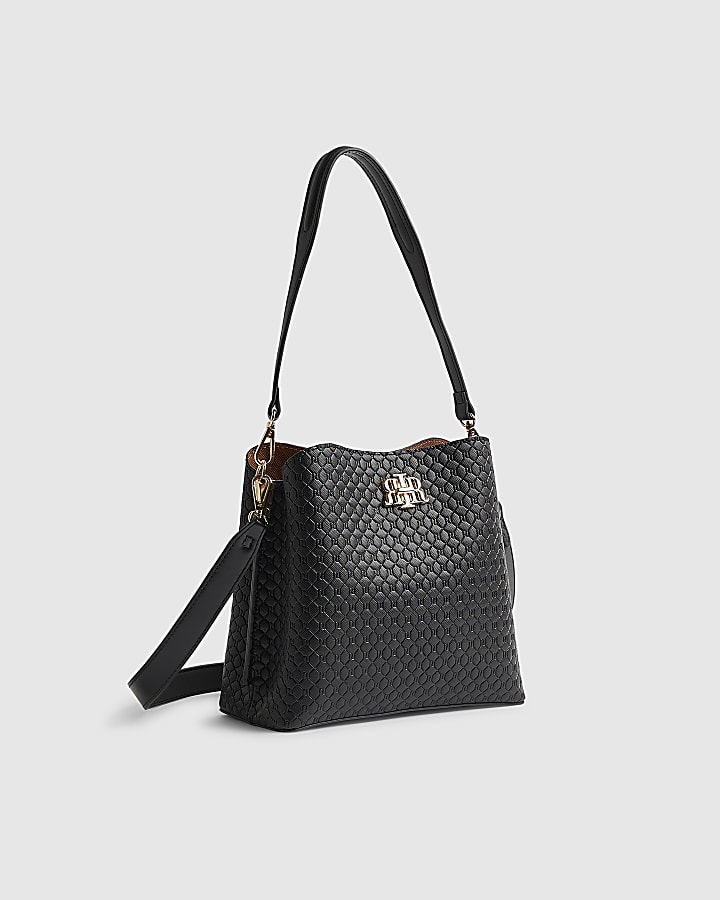 Black Monogram Bucket Bag