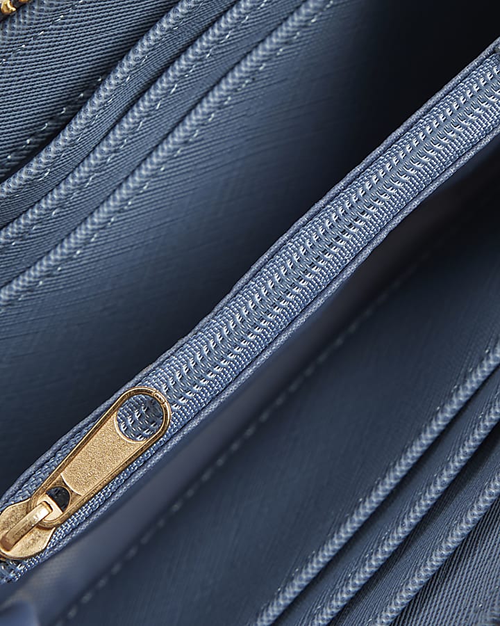 Blue Paisley Print Embroidered Purse