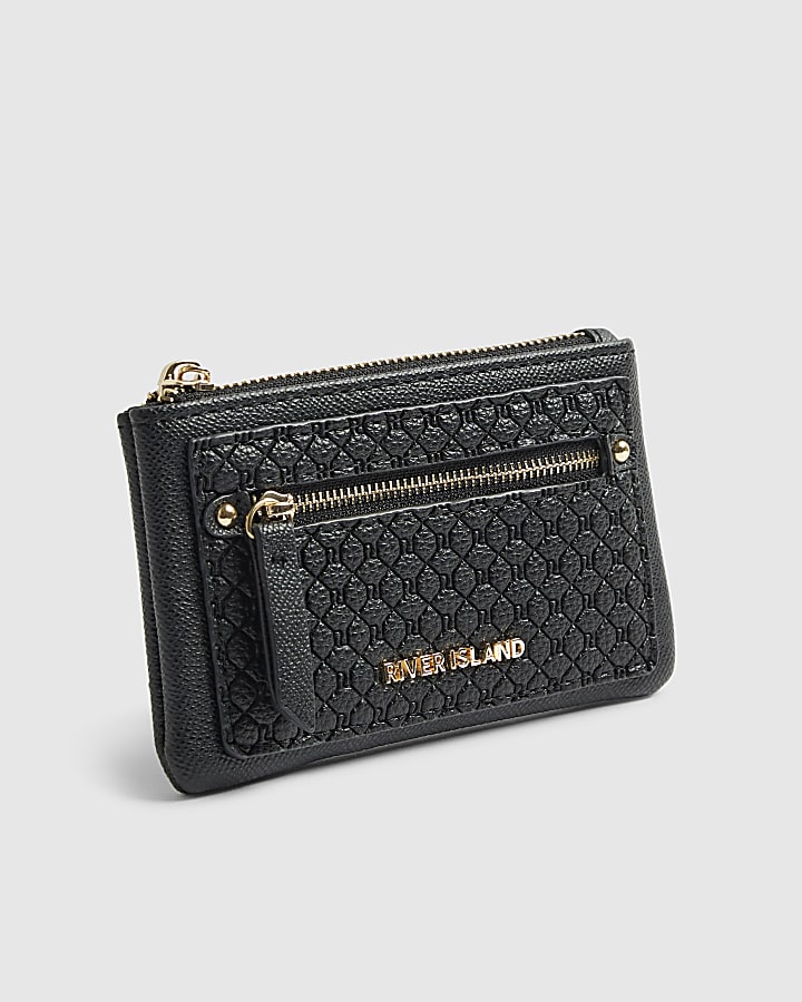 Black Monogram Embossed Mini Purse