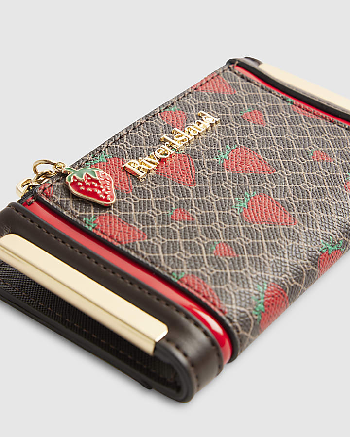 Brown Monogram Strawberry Print Mini Purse