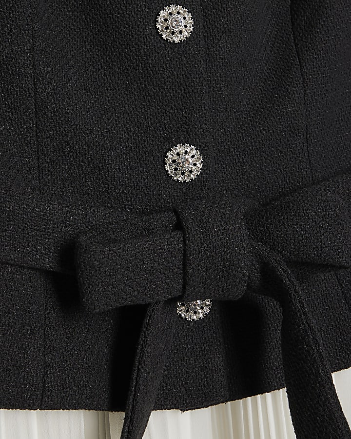 Black Boucle Hybrid Mini Dress