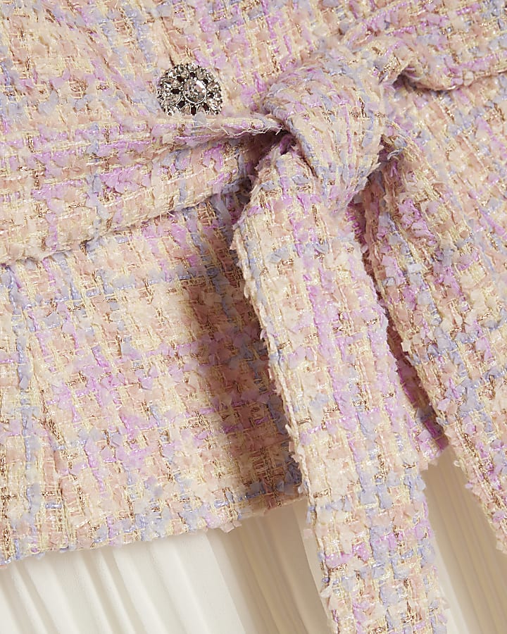 Pink Boucle Hybrid Mini Dress