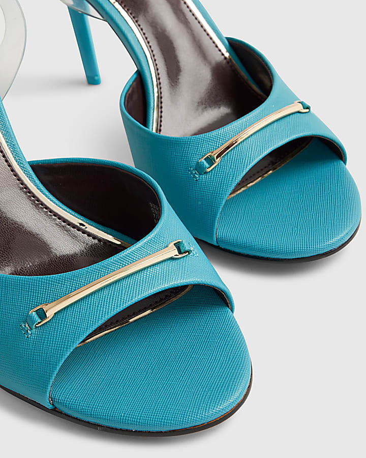 Blue Heeled Mule Sandals