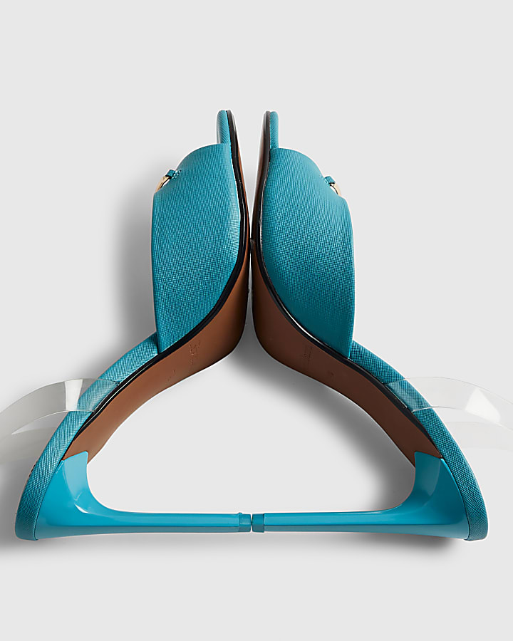 Blue Heeled Mule Sandals