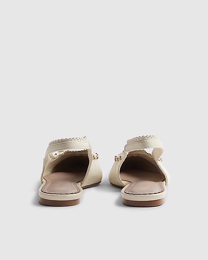 Cream Bow Sling Back Pumps