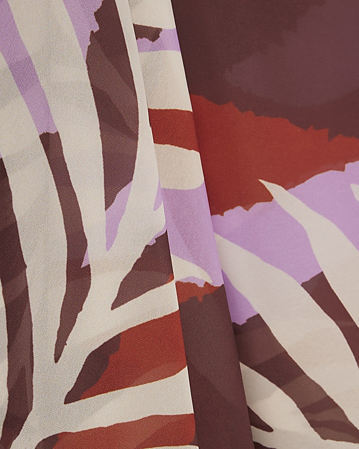 Brown Leaf Print Mini Sarong