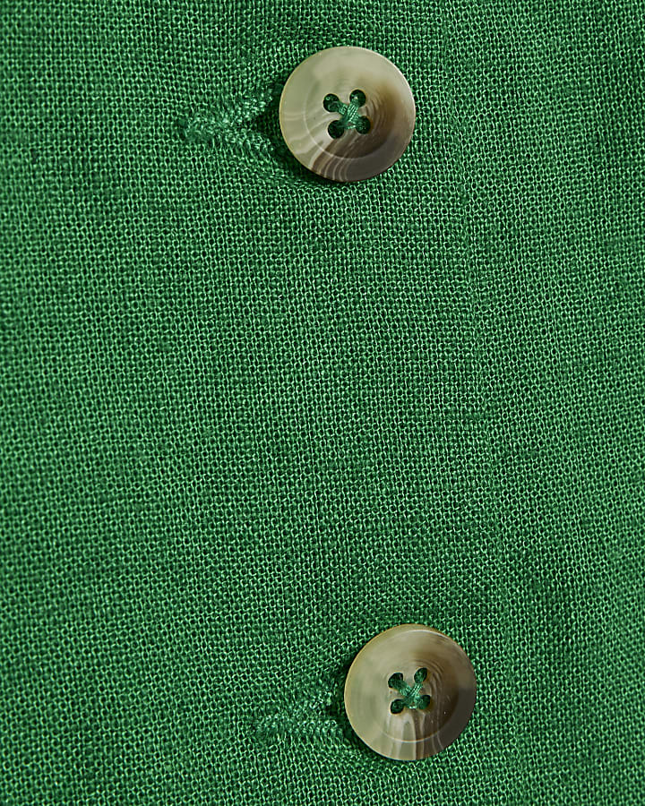 Green Linen Blend Waistcoat