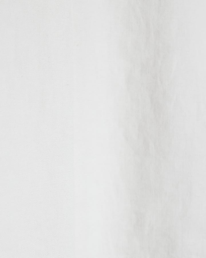 White Linen Blend Short Sleeve Shirt