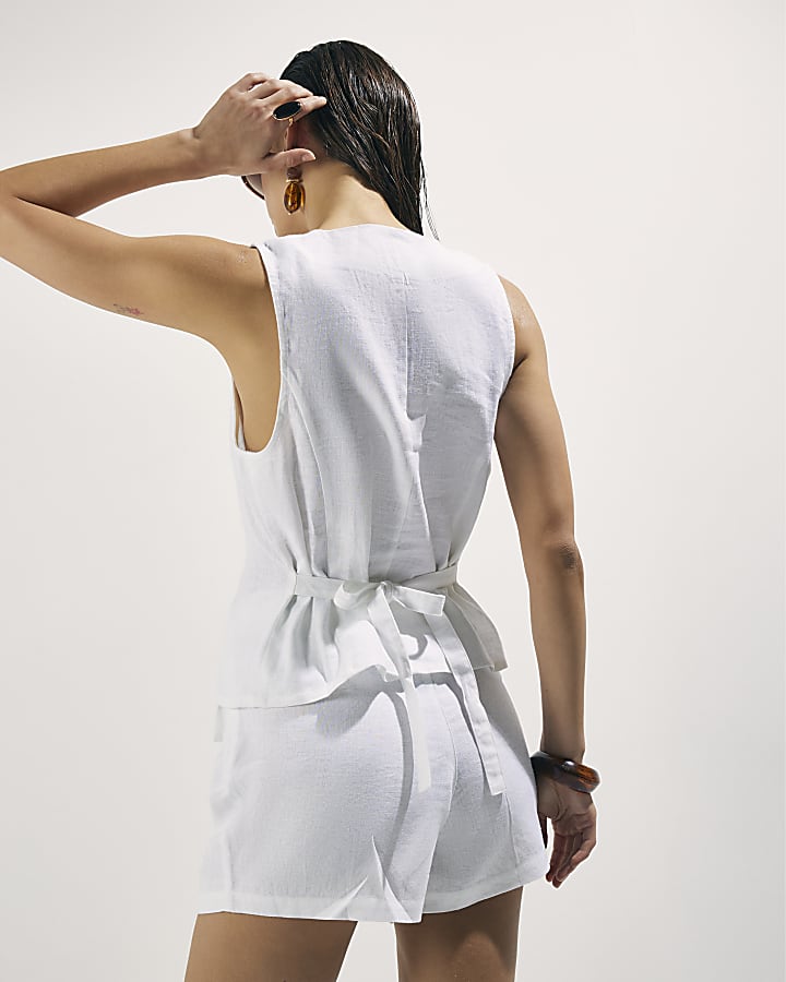 White Linen Blend Skort