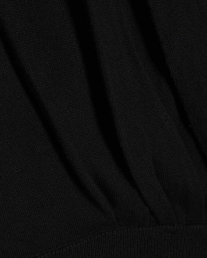 Black Knitted Hybrid Long Sleeve Top