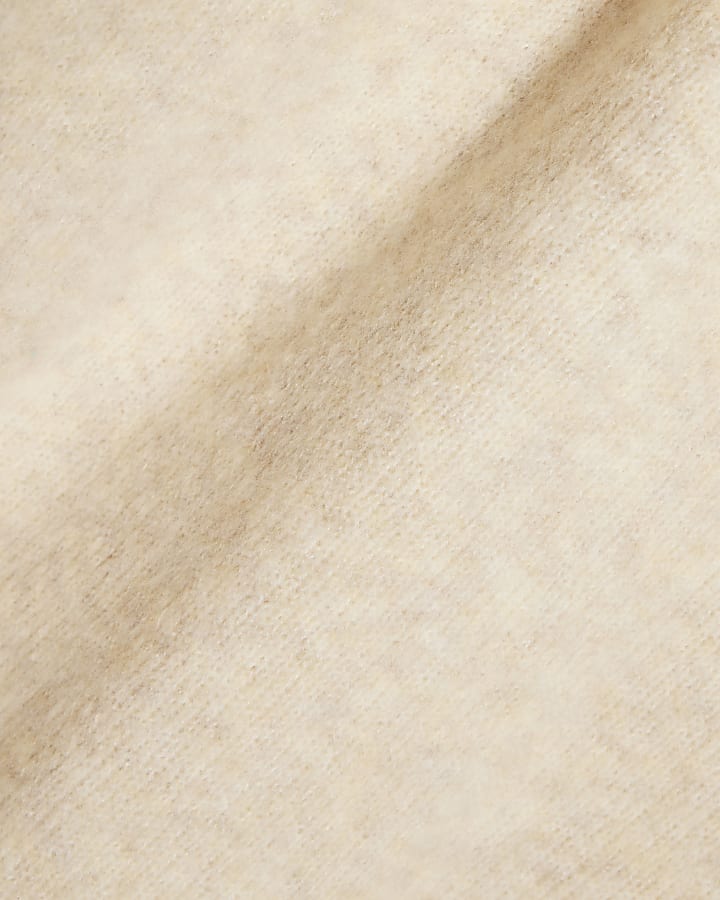 Beige Knitted Crew Neck Jumper