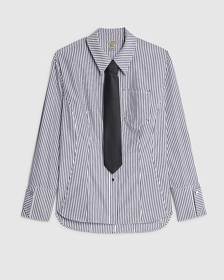 Blue Stripe Tie Shirt