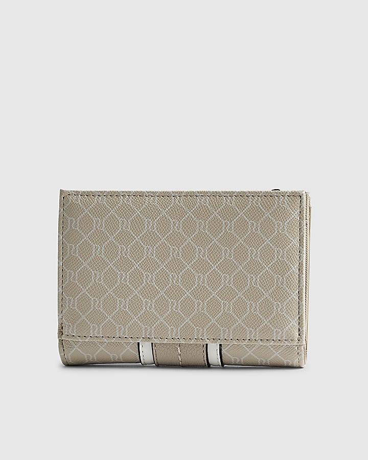 Cream Panelled Monogram Foldout Purse