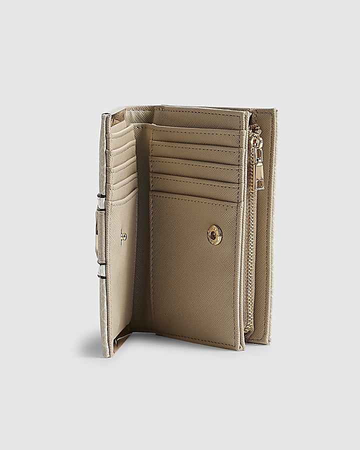 Cream Panelled Monogram Foldout Purse