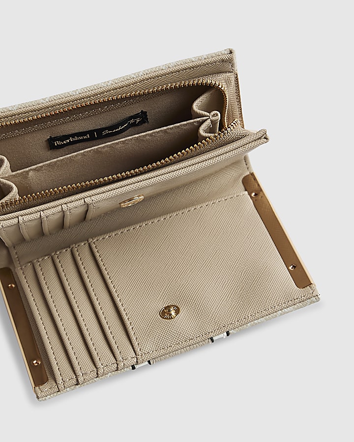 Cream Panelled Monogram Foldout Purse