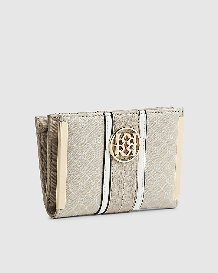Cream Panelled Monogram Foldout Purse