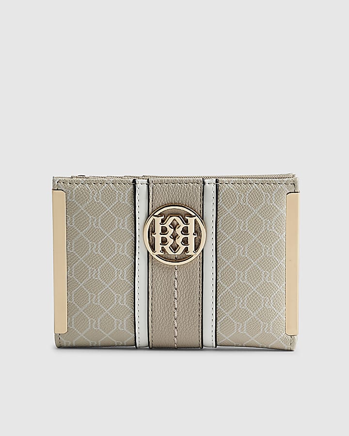 Cream Panelled Monogram Foldout Purse