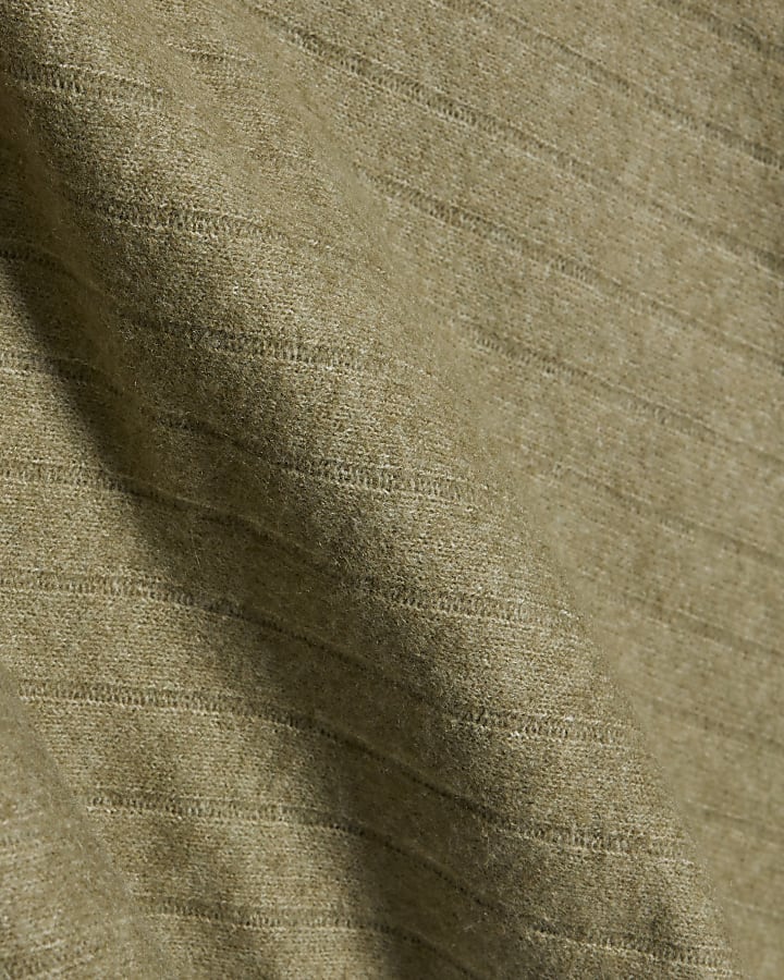 Green Ribbed Off The Shoulder Jumper