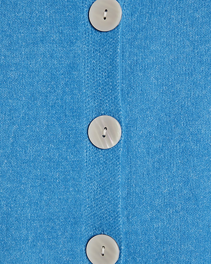 Blue Knitted Long Sleeve Cardigan