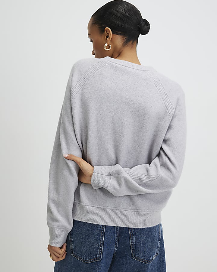 Grey Knitted Long Sleeve Cardigan