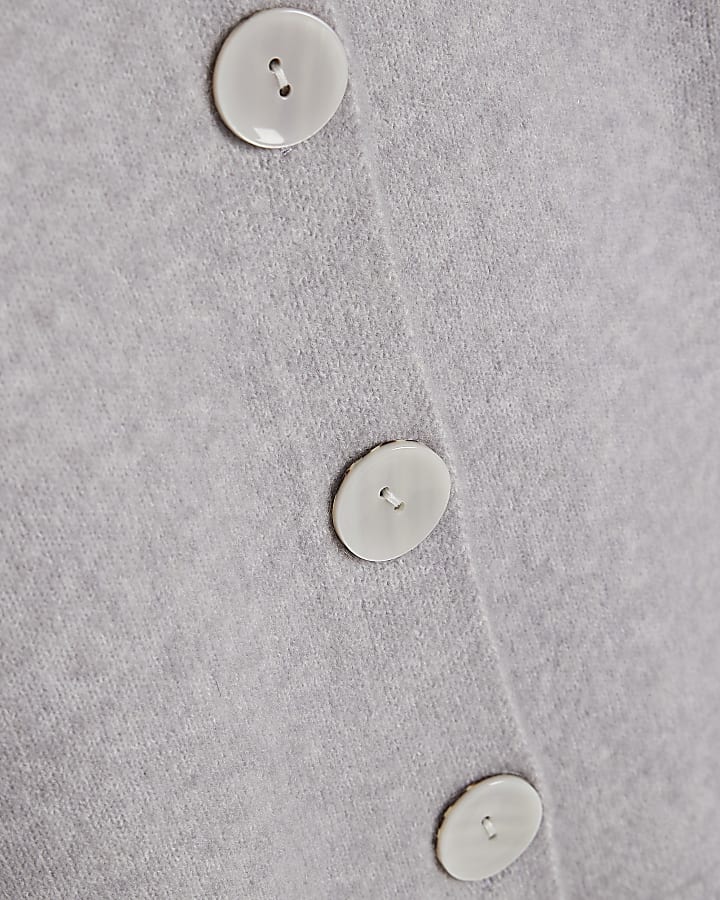 Grey Knitted Long Sleeve Cardigan