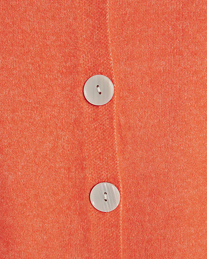 Orange Knitted Long Sleeve Cardigan