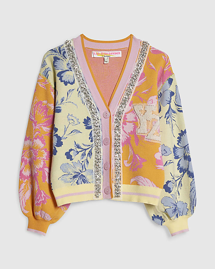 Orange Year Zero Floral Embellished Cardigan