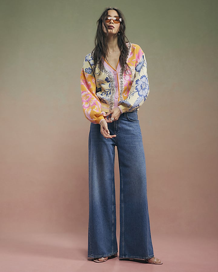 Orange Year Zero Floral Embellished Cardigan