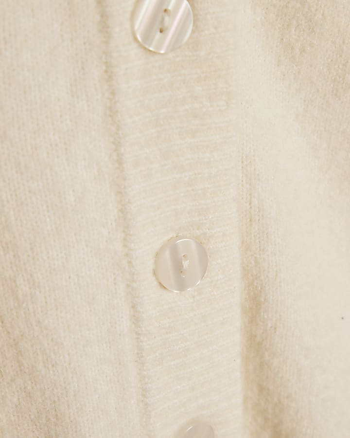 Cream Knitted V Neck Cardigan