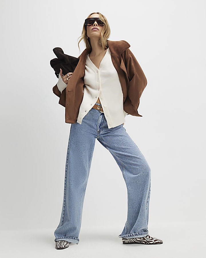 Cream Knitted V Neck Cardigan