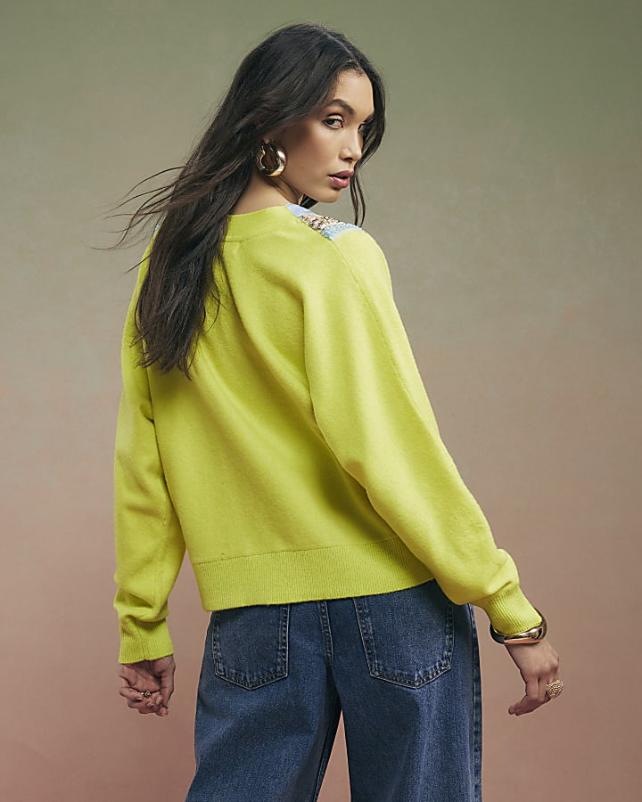 Green Year Zero Embellished Cardigan