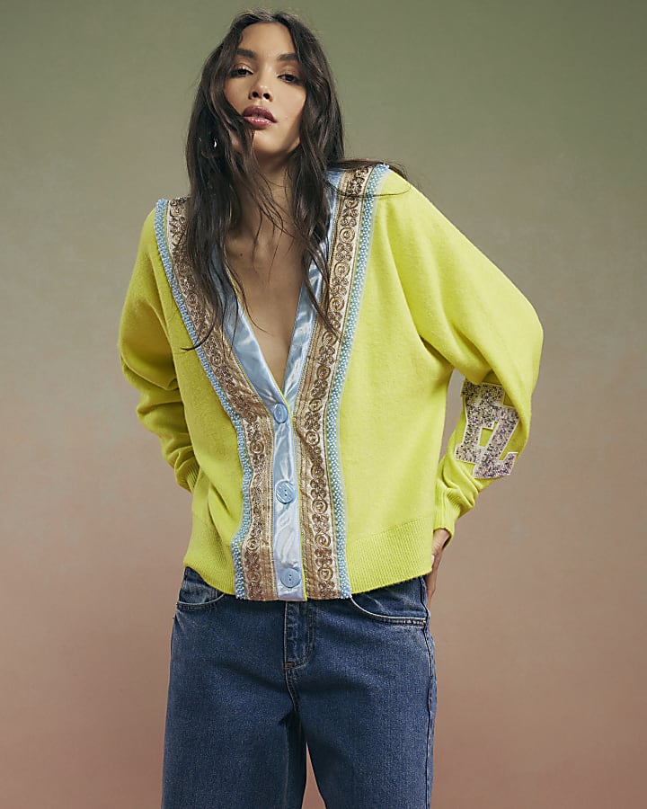 Green Year Zero Embellished Cardigan