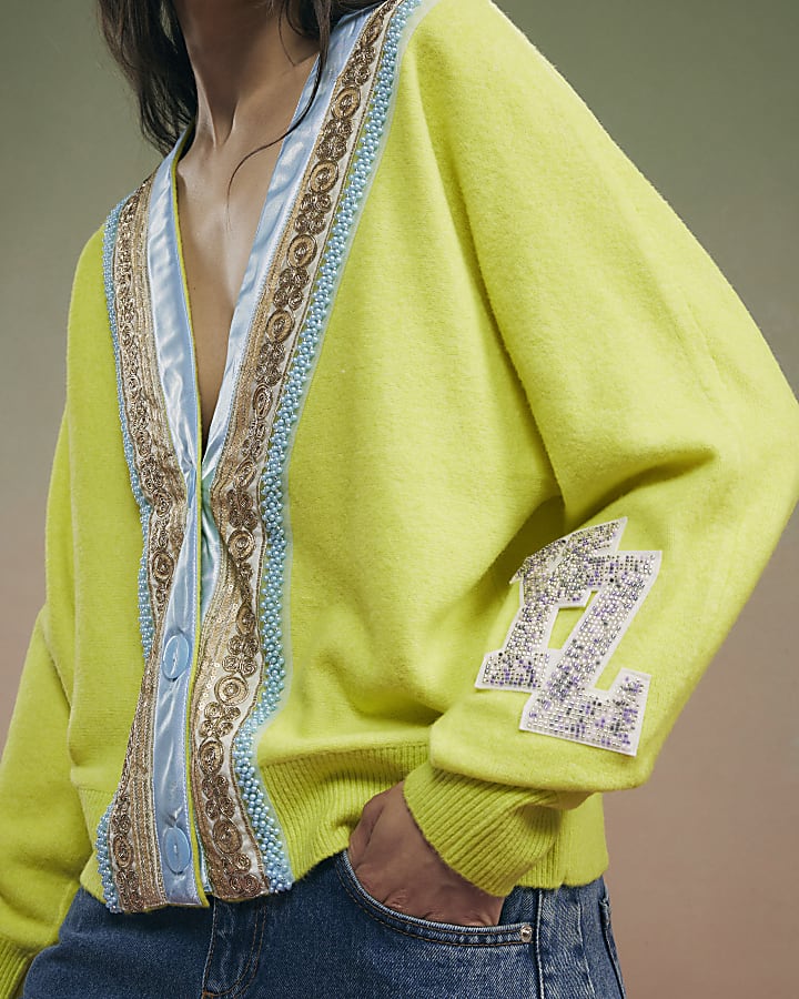 Green Year Zero Embellished Cardigan