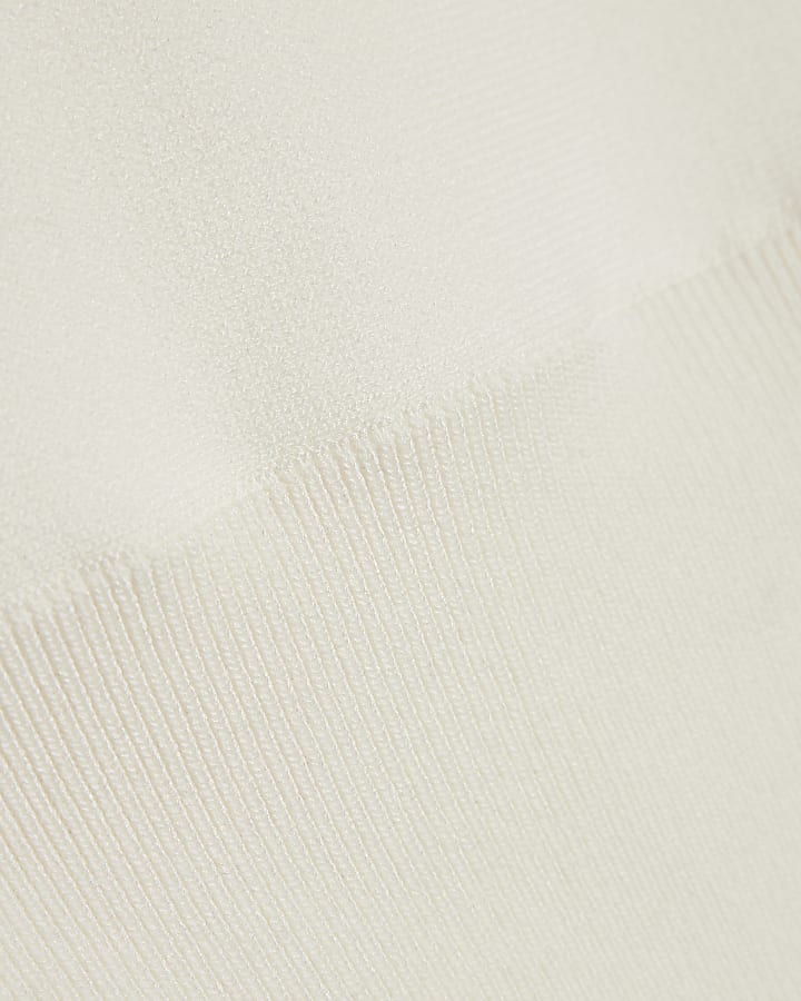 Cream Knitted Puff Sleeve Top