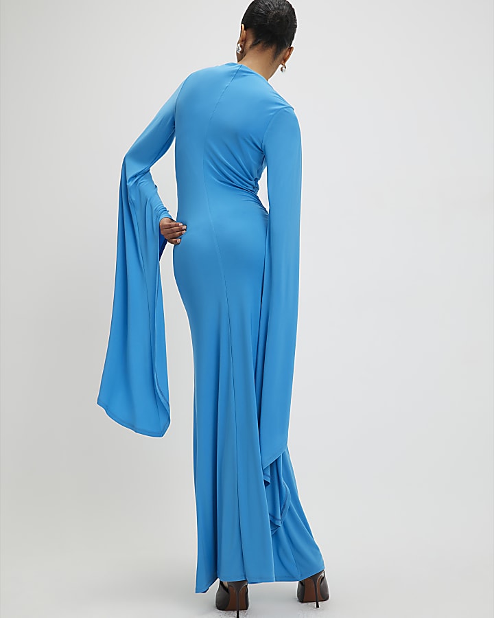 Blue Wide Sleeve Maxi Dress