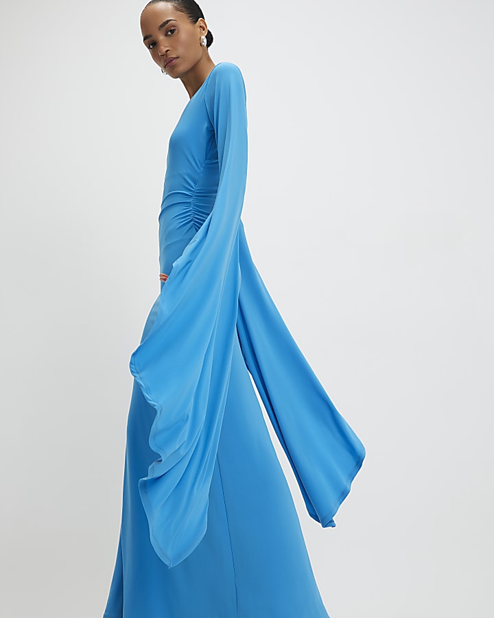 Blue Wide Sleeve Maxi Dress