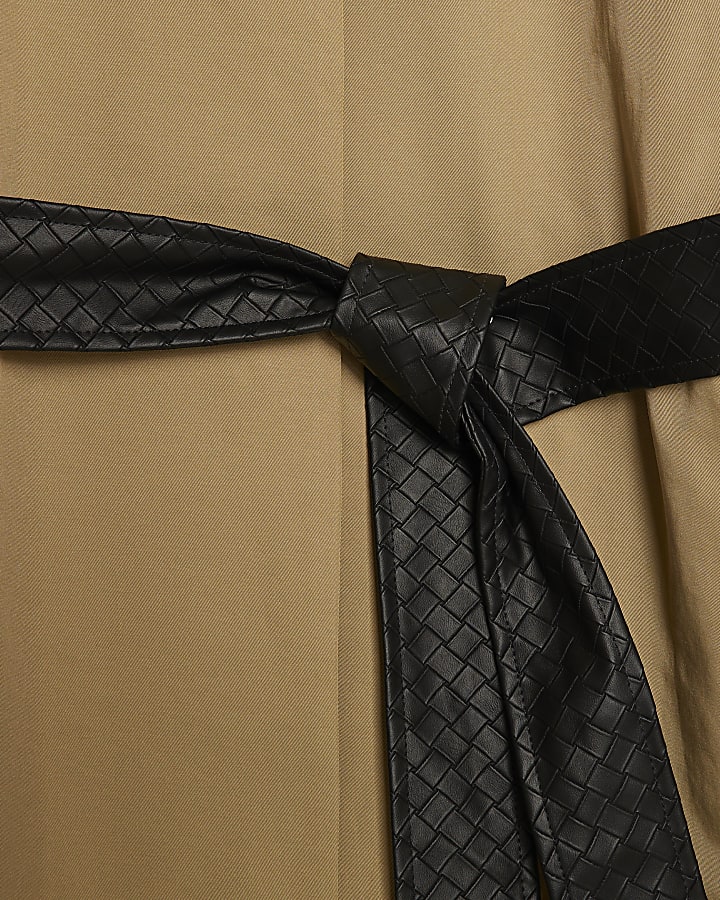 Beige Cocoon Sleeve Short Trench Coat