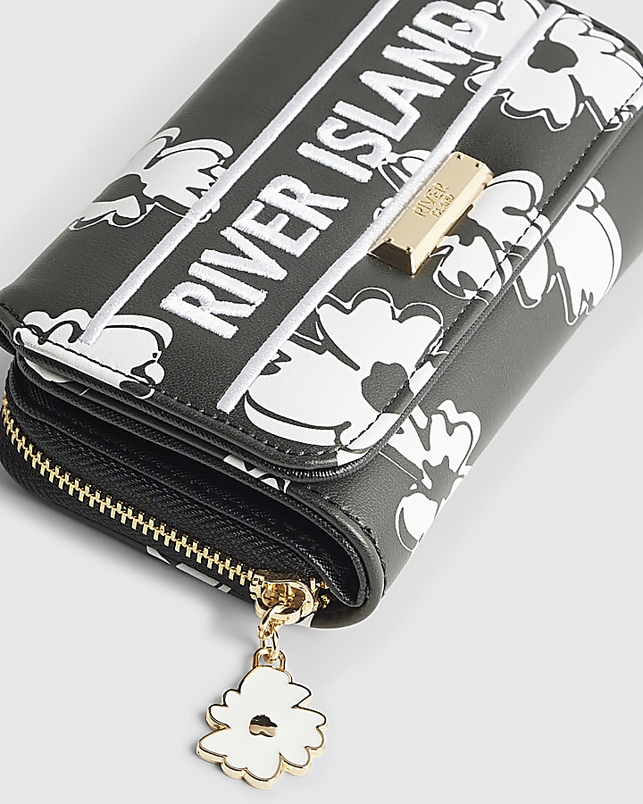 Black Floral Print Purse