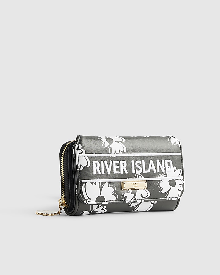 Black Floral Print Purse