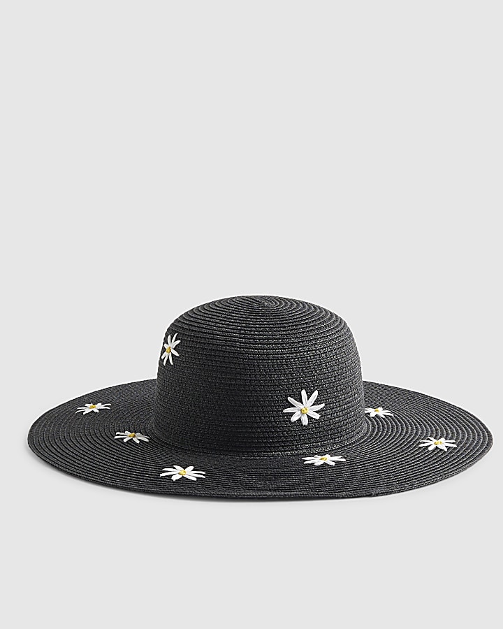 Black Daisy Floppy Hat