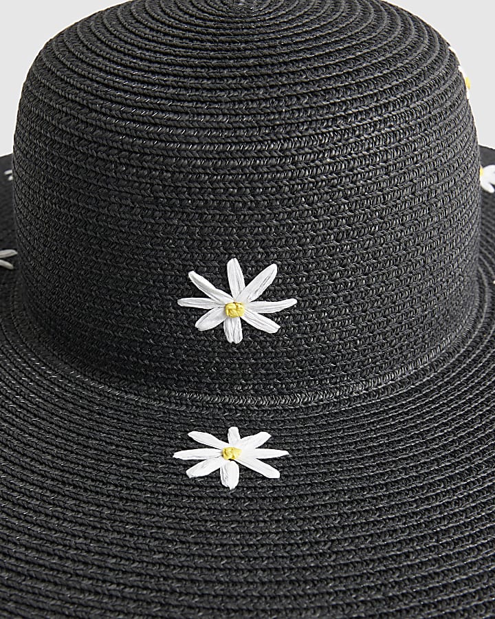 Black Daisy Floppy Hat
