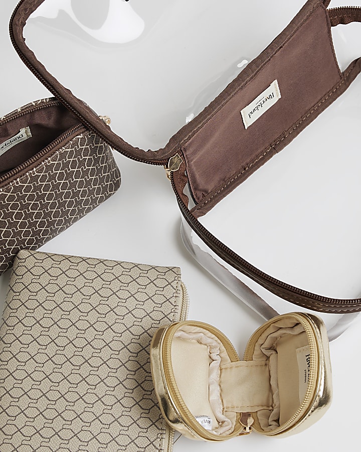 Brown Monogram Pouch Makeup Bag Bundle