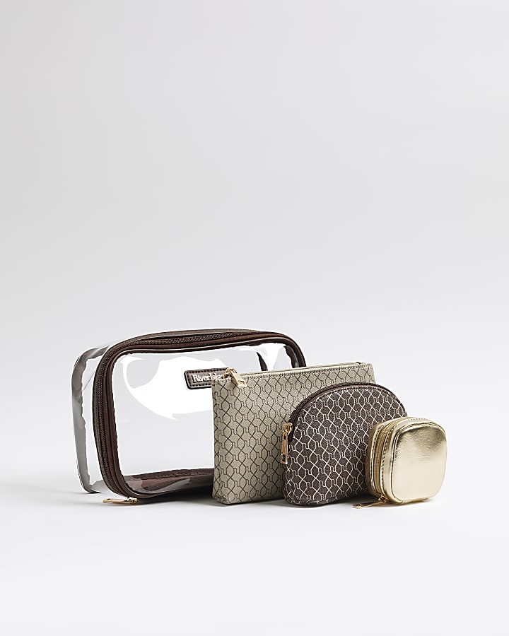 Brown Monogram Pouch Makeup Bag Bundle