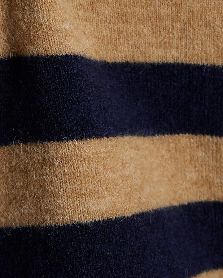 Navy Knitted Stripe Heart Button jumper